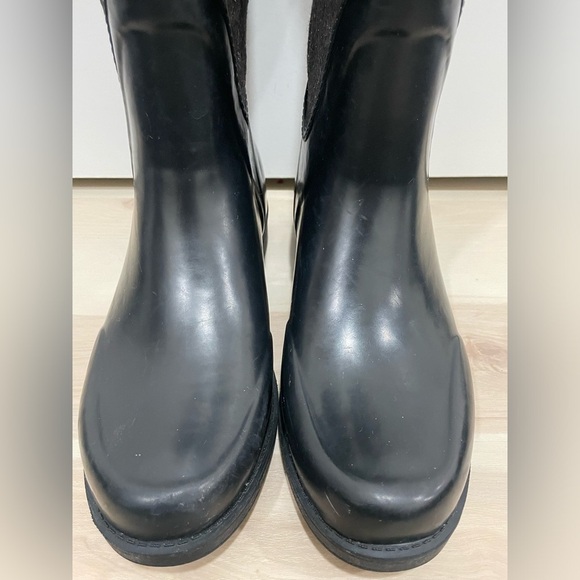 UGG Womens 9 Stefana Tall Rain Boot Black/Brown Tweed Waterproof Rubber *Flaw - Picture 8 of 16